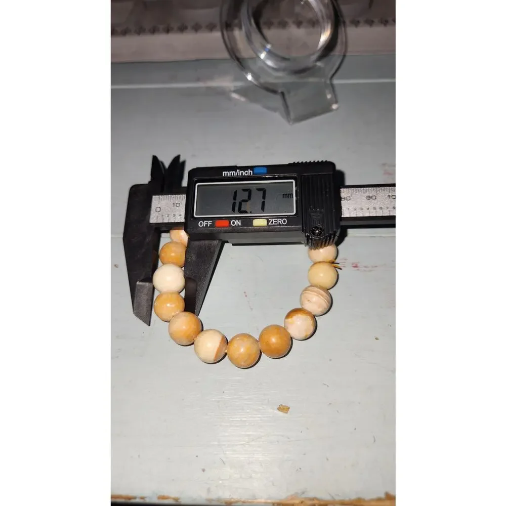 Honey Calcite Gemstone Beaded Stretch Bracelet Cream Honey Orange